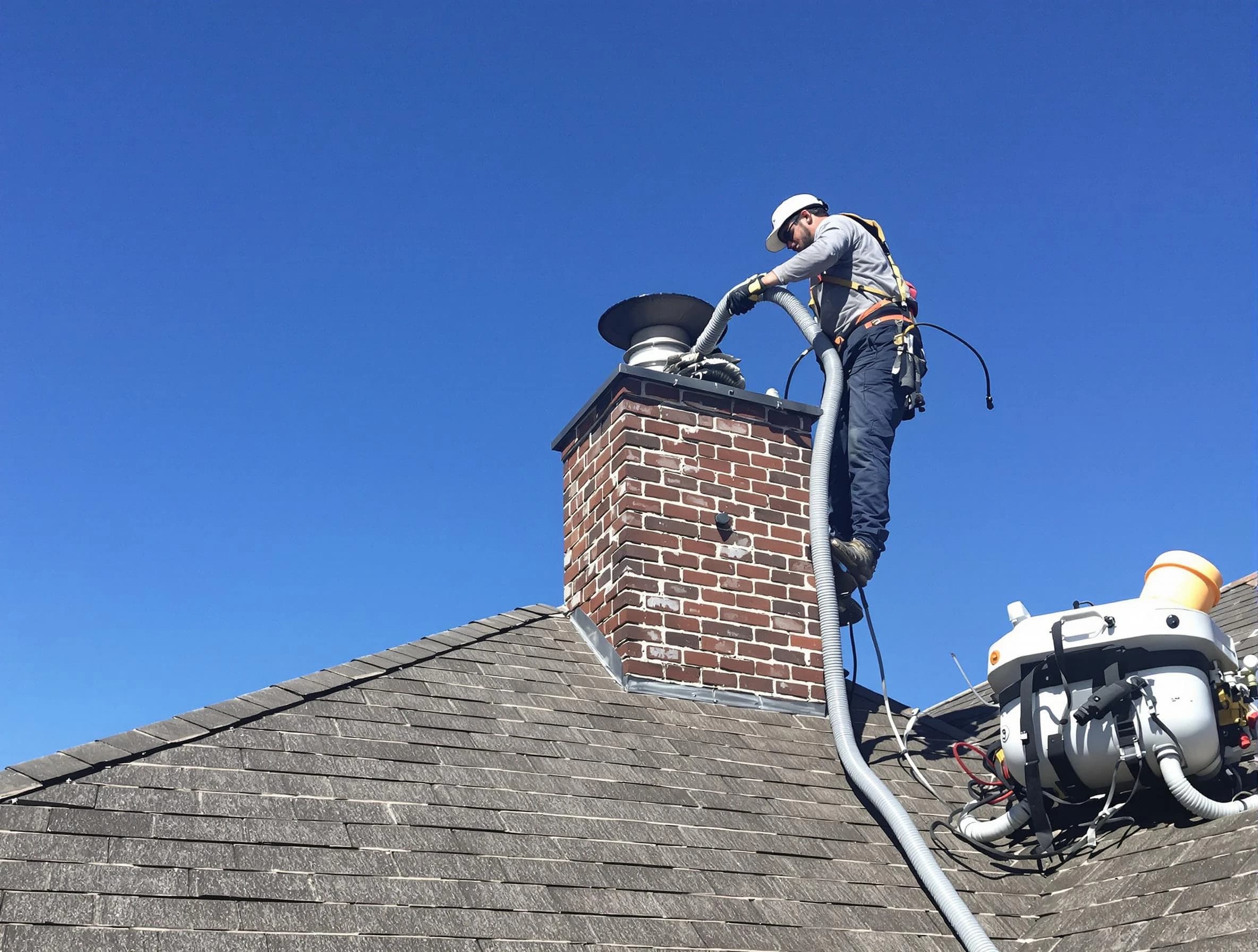 Dedicated Golden Chimney Sweep team member cleaning a chimney in Golden, CO