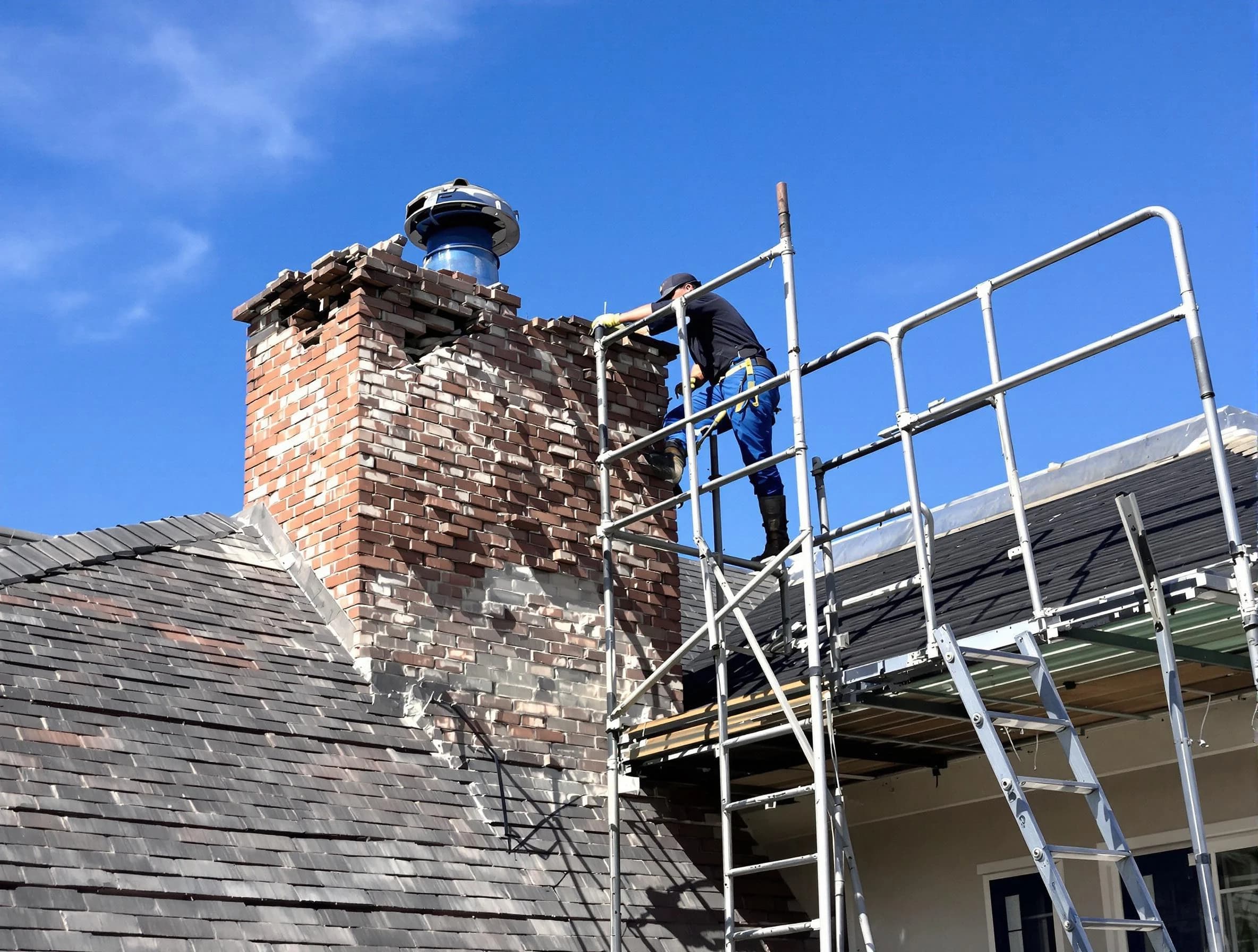 Rebuilding a chimney structure by Golden Chimney Sweep in Golden, CO