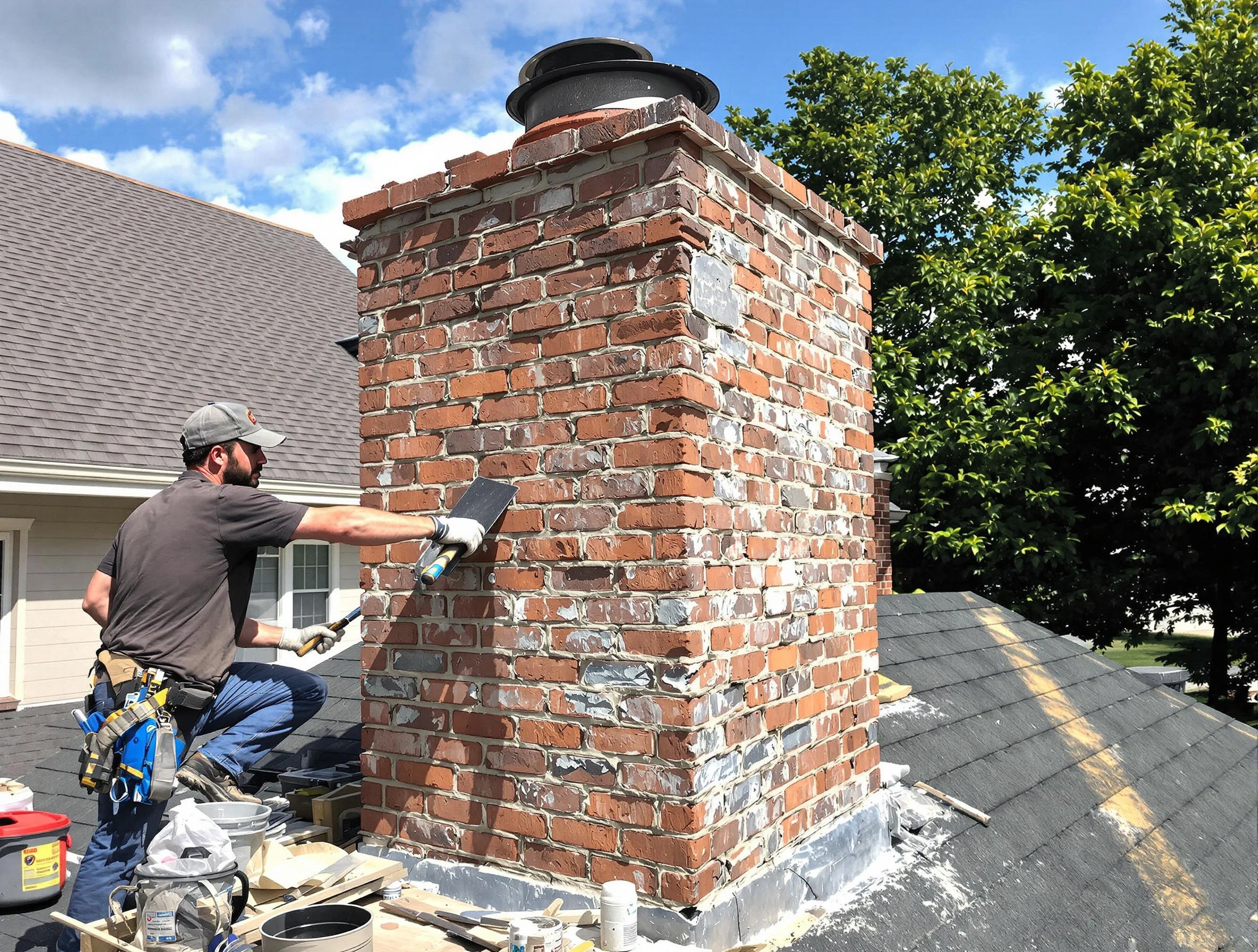 Completed chimney rebuild by Golden Chimney Sweep in Golden, CO