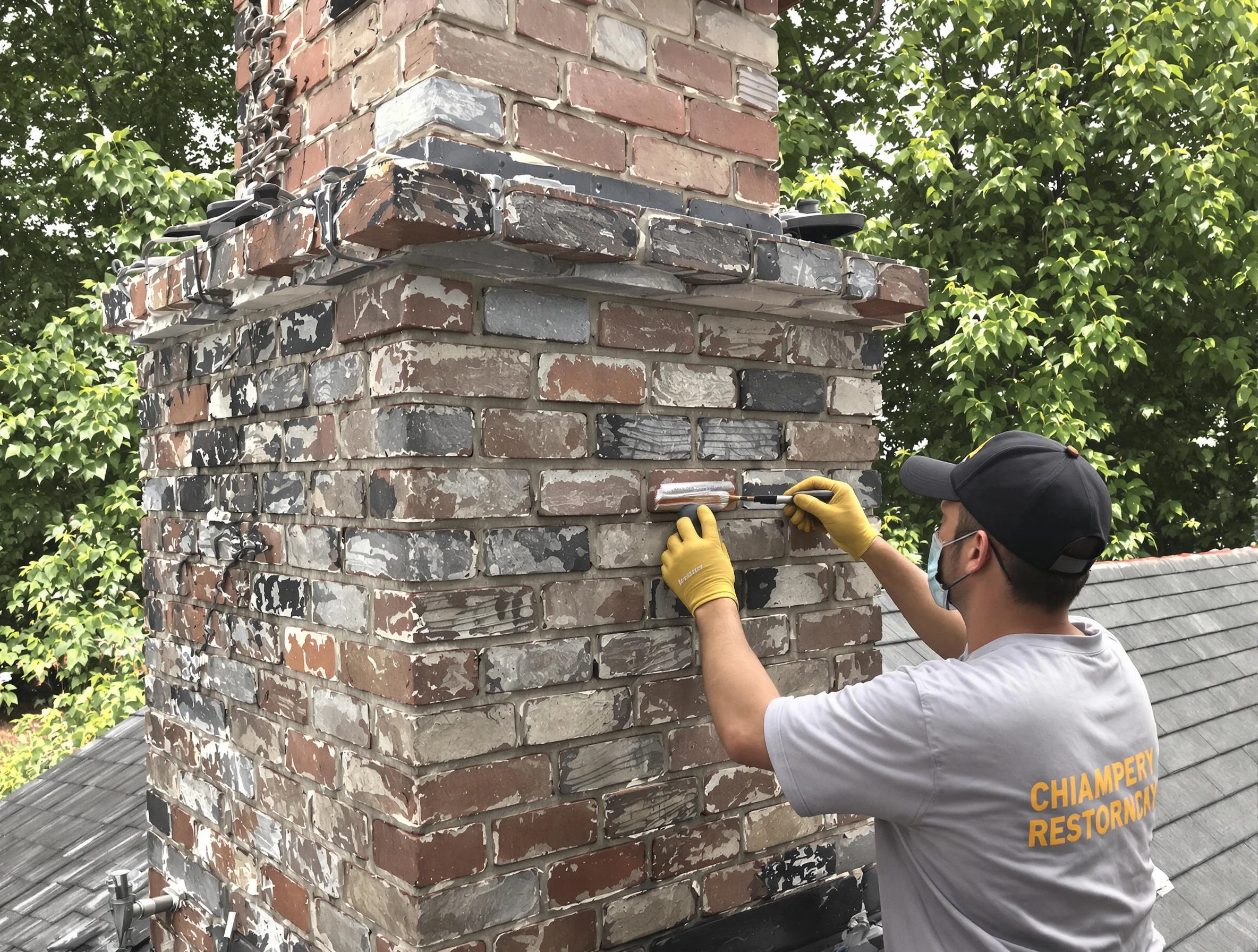 In-progress chimney restoration by Golden Chimney Sweep in Golden, CO