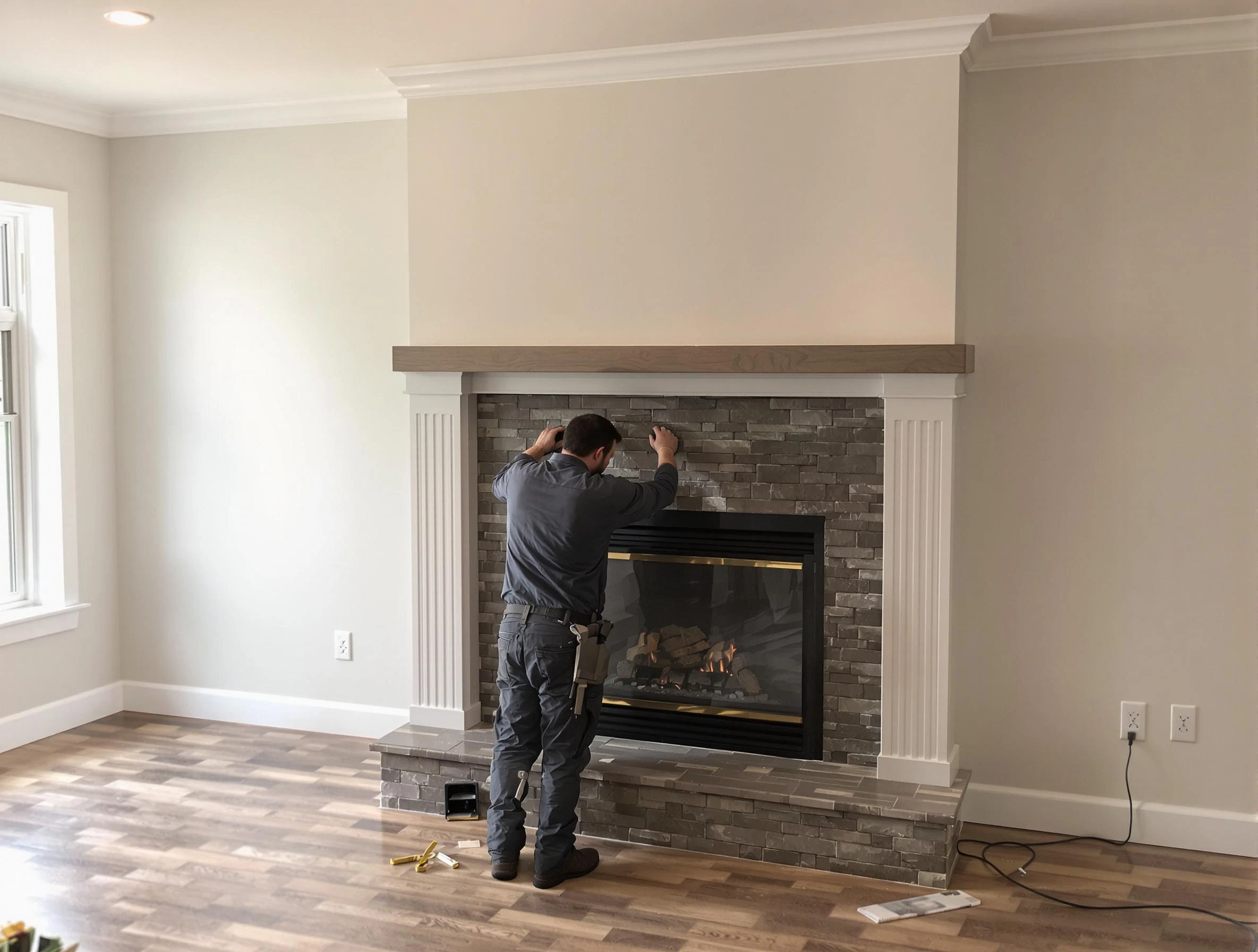 Golden Chimney Sweep finishing a custom fireplace install in Golden, CO